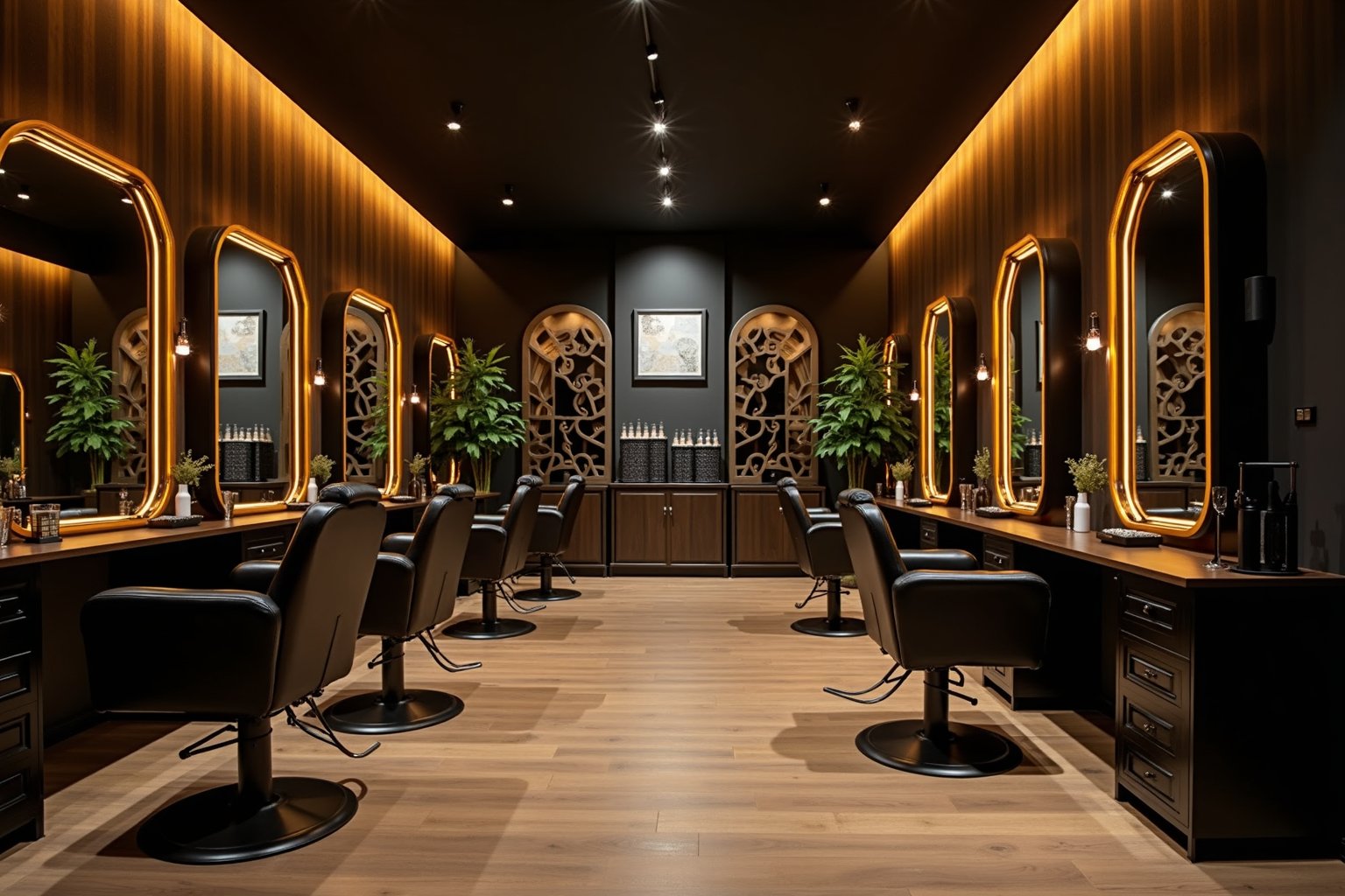 Intérieur luxueux d'un salon de coiffure professionnel